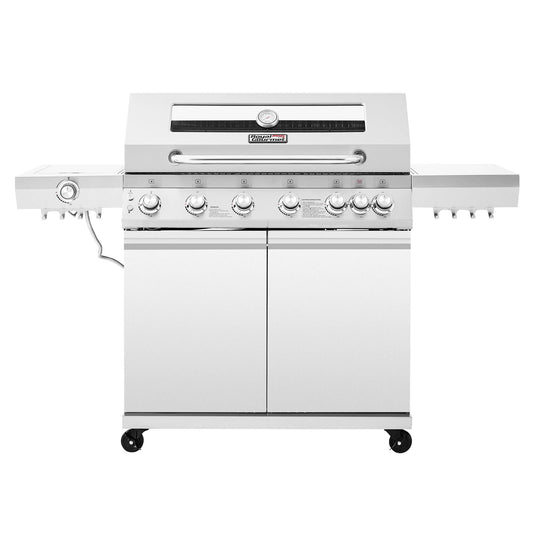 Deluxe Stainless Steel 6-Burner Gas Grill with Side & Infrared Rear Burners