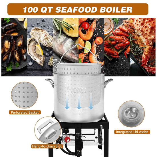 100 QT Aluminum Seafood Boiling Kit - Royal Gourmet