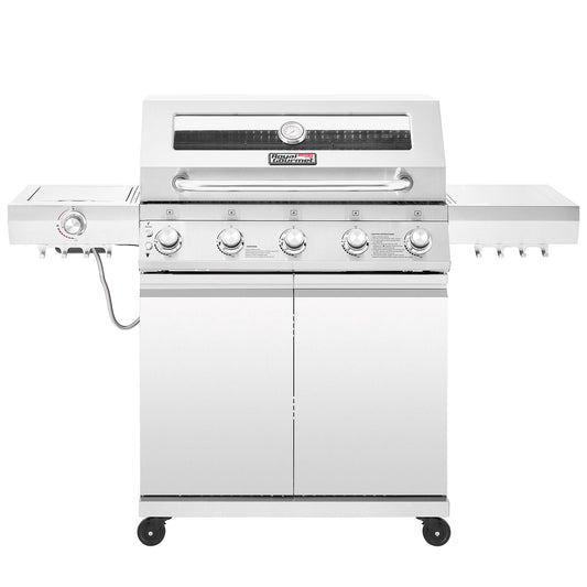 Deluxe Stainless Steel 5-Burner Gas Grill with Infrared Side Burner