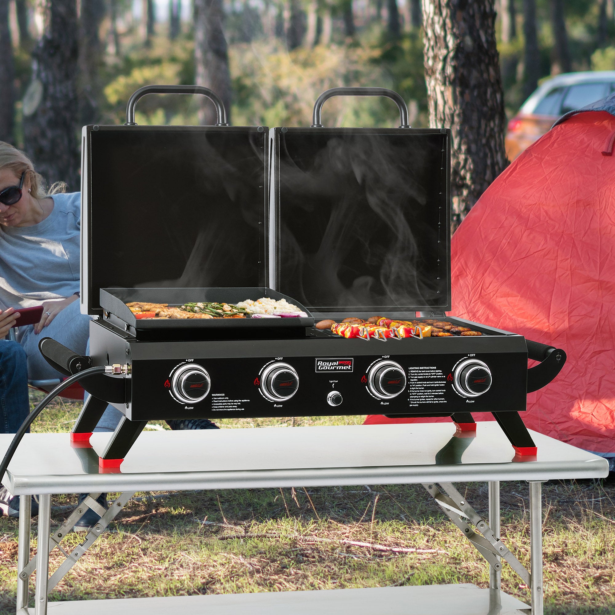 Royal Gourmet GD4002TP Portable Grill & Griddle Combo | 40,000 BTU