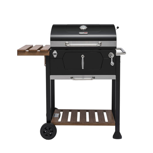 24-Inch Charcoal Grill with Handle and Folding Table