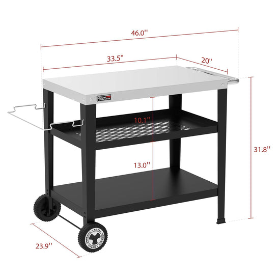3-Shelf Stainless Steel Grill Cart with Wheels - Royal Gourmet