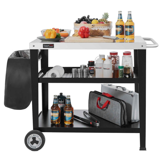 3-Shelf Stainless Steel Grill Cart with Wheels - Royal Gourmet