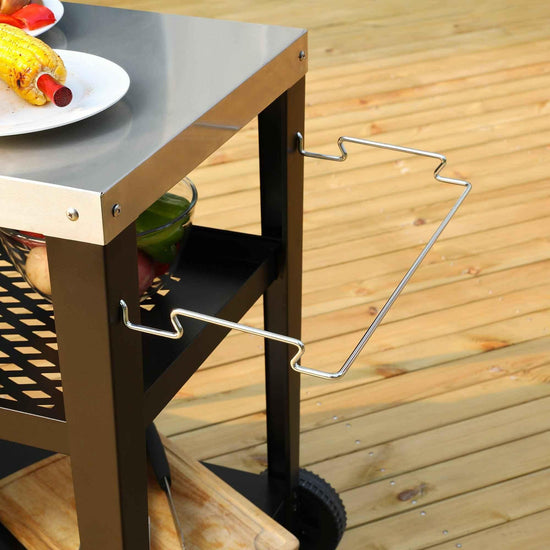 3-Shelf Stainless Steel Grill Cart with Wheels - Royal Gourmet