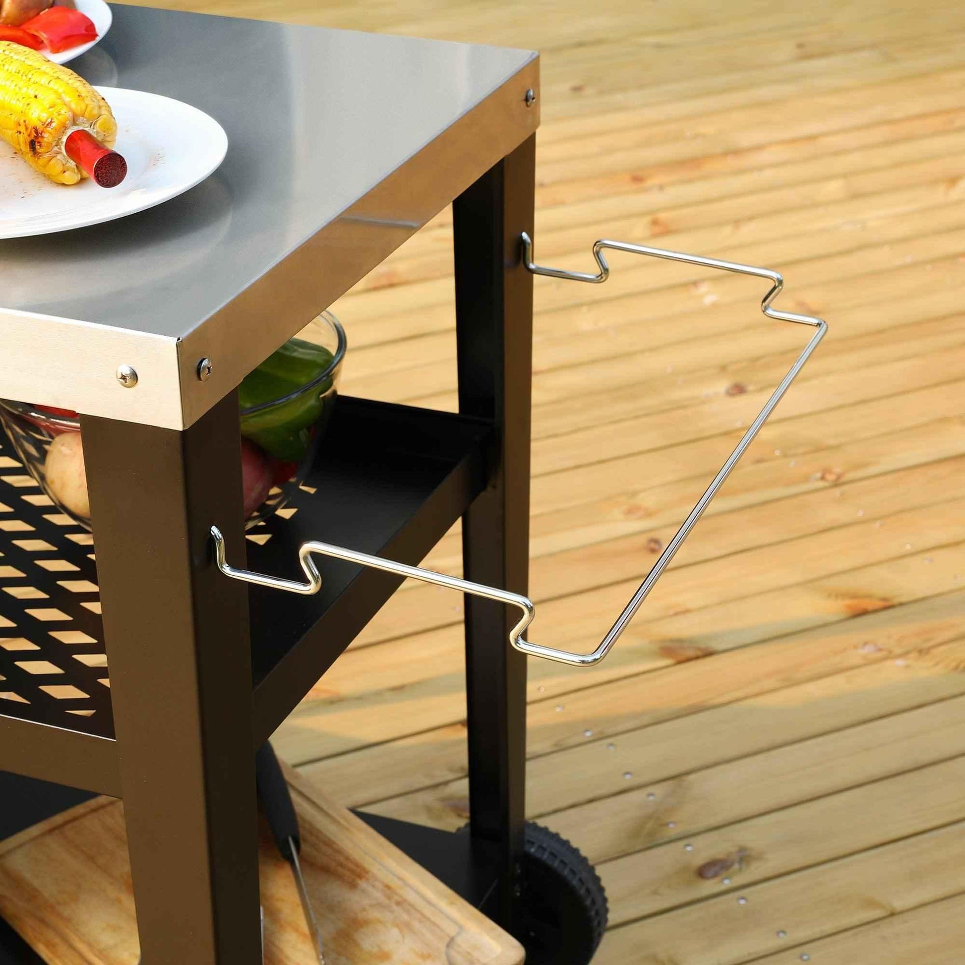 3-Shelf Stainless Steel Grill Cart with Wheels - Royal Gourmet