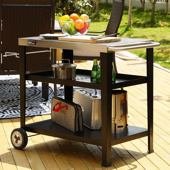 3-Shelf Stainless Steel Grill Cart with Wheels - Royal Gourmet