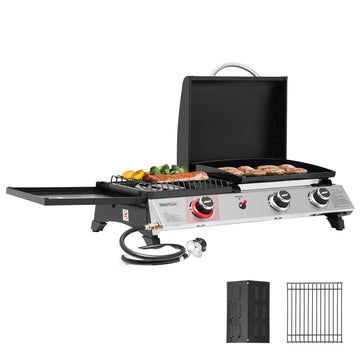 3-in-1 Portable Silver Gas Griddle