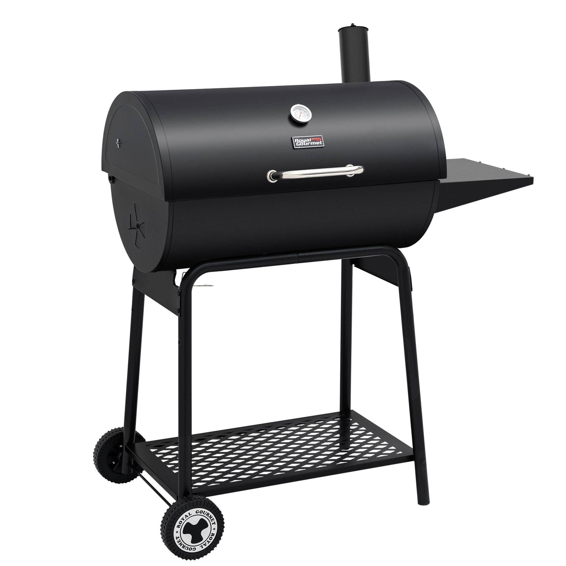 30-Inch Barrel Charcoal Grill with Side Table - Royal Gourmet