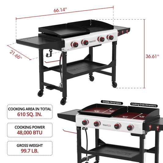 4-Burner Gas Grill and Griddle Combo - Royal Gourmet