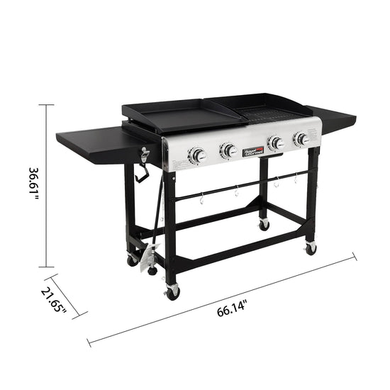 4-Burner Gas Grill and Griddle Combo with Cover - Royal Gourmet
