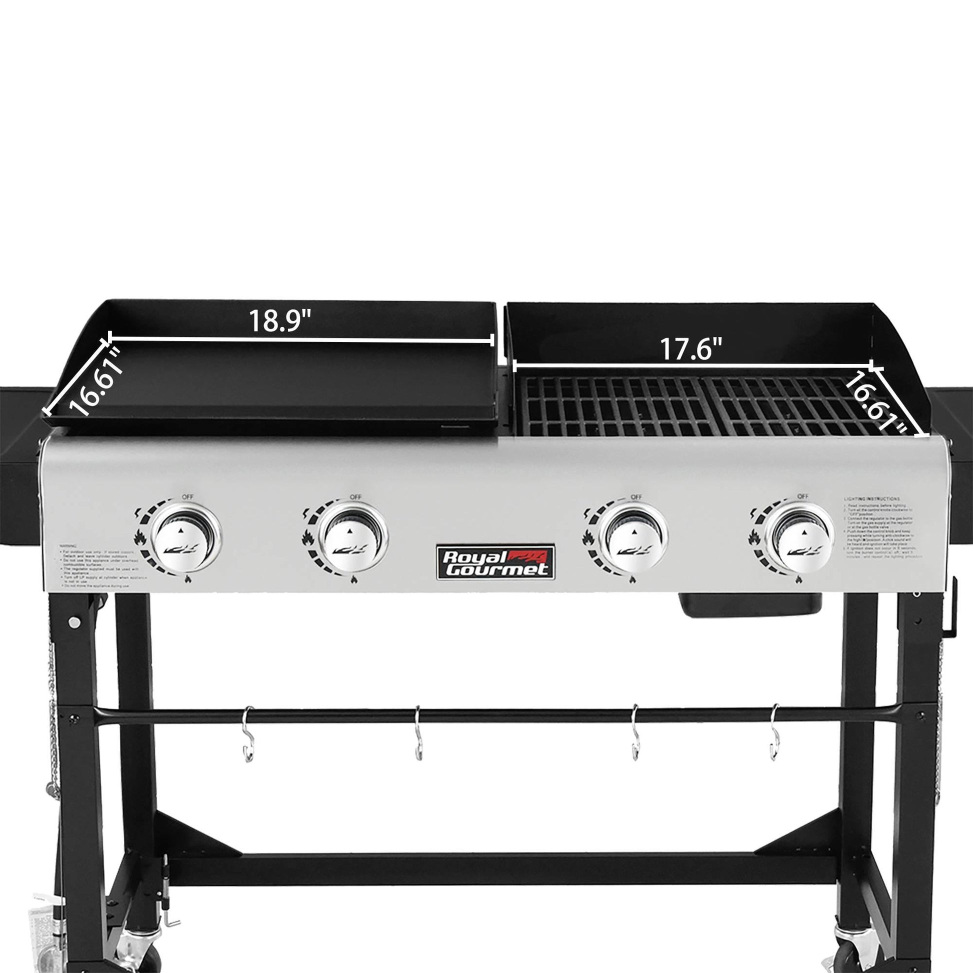 4-Burner Gas Grill and Griddle Combo with Cover - Royal Gourmet