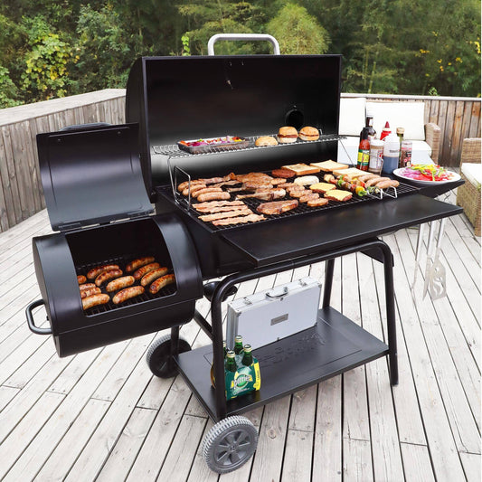 Charcoal Barrel Grill with Offset Smoker - Royal Gourmet