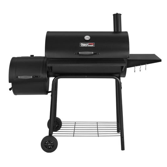 Charcoal Grill w Offset Smoker and Side Table