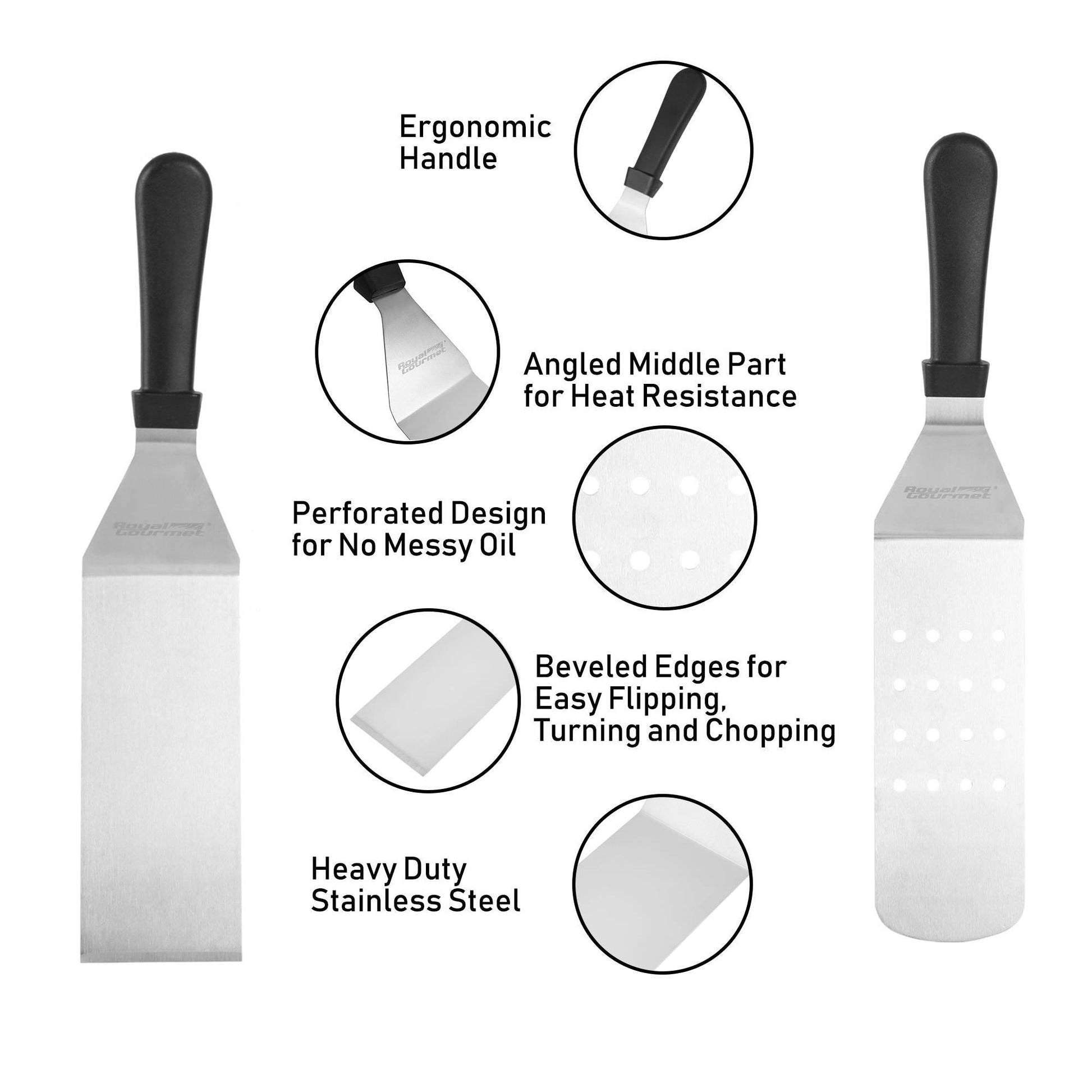 Stainless Steel Spatula Set - Royal Gourmet