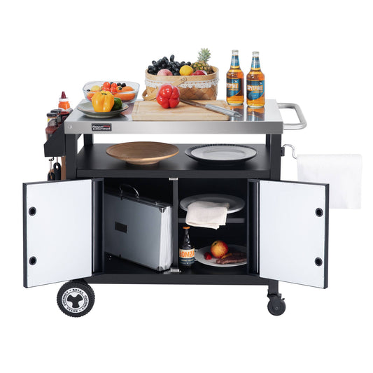Movable Grill Prep Table with Storage