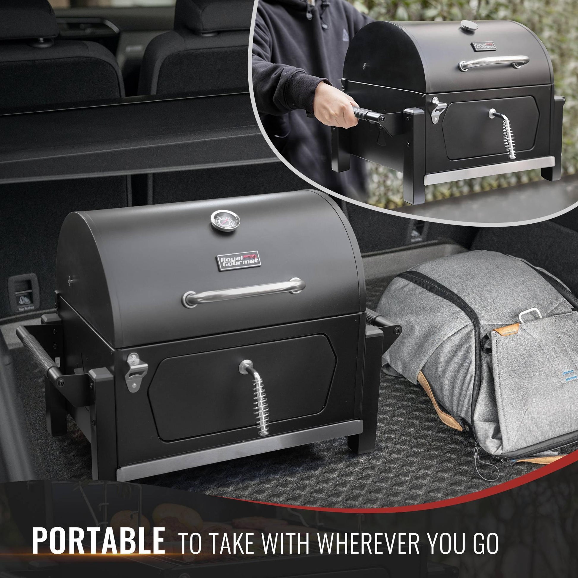 Portable Charcoal Grill with Two Side Handles - Royal Gourmet