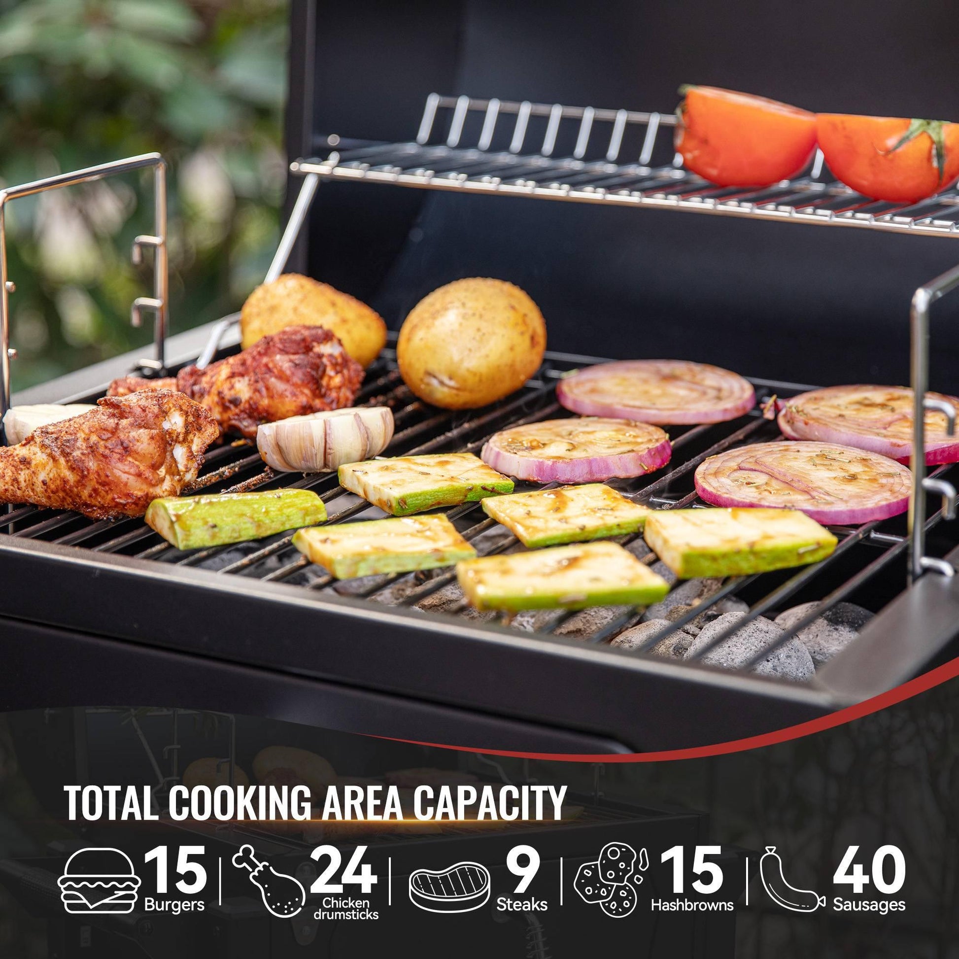 Portable Charcoal Grill with Two Side Handles - Royal Gourmet