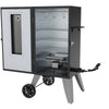 Royal Gourmet Black barbecue smoker with open door on a white background