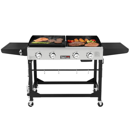Royal Gourmet Portable gas grill with two cooking areas on a white background