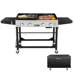 4-Burner Portable Gas Grill & Griddle Combo with Cover