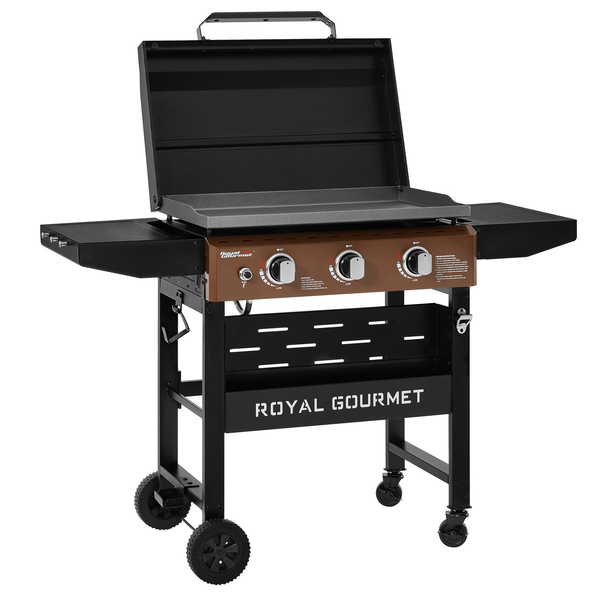 Royal Gourmet GB3000PY 3-Burner Gas Griddle with Hood | 39,000 BTU