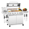 Deluxe Stainless Steel 6-Burner Gas Grill with Side & Infrared Rear Burners