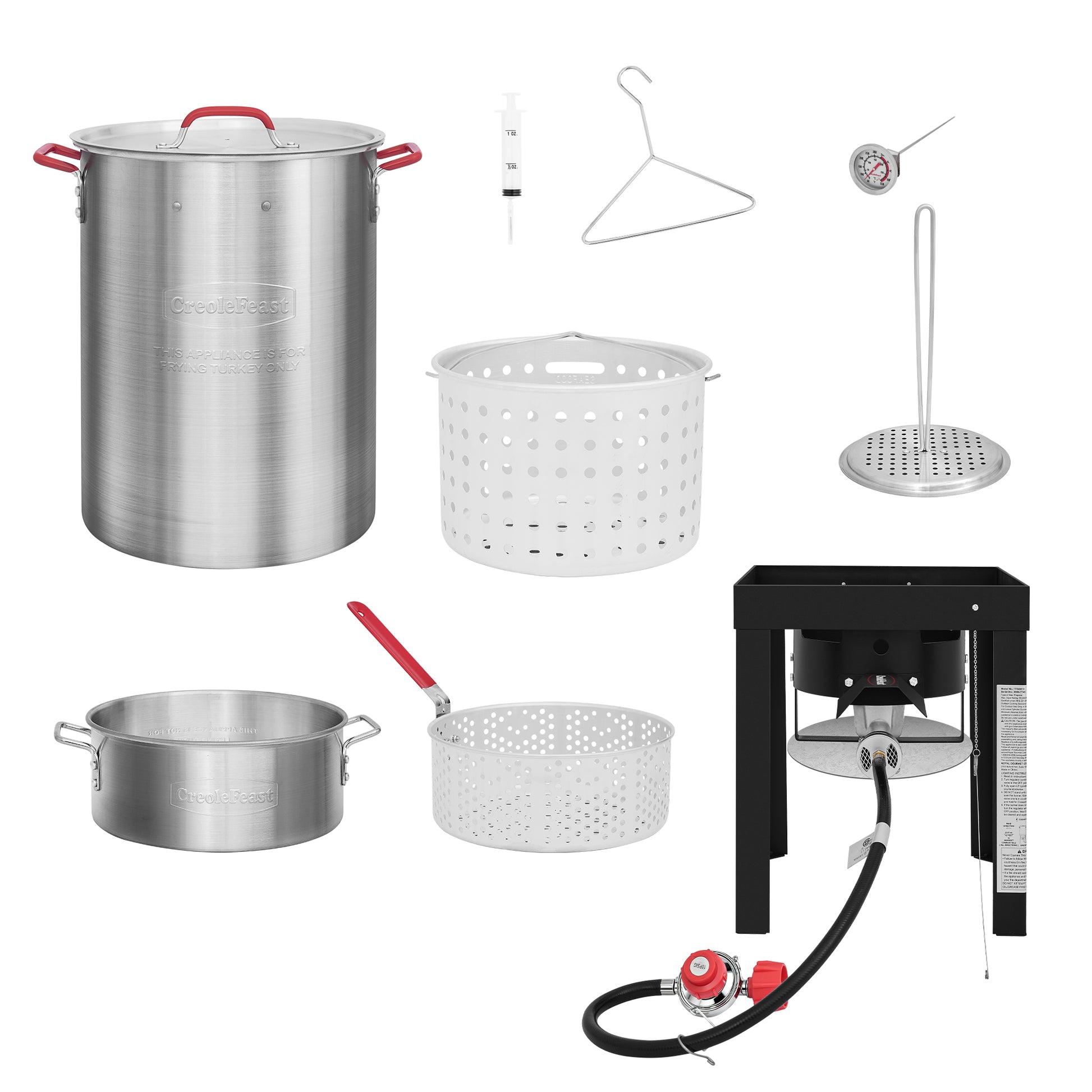 Creole Feast Aluminum 30 Qt. Turkey & 10 Qt. Fish Fryer Boiler Steamer Set Creole Feast Aluminum 30 Qt. Turkey & 10 Qt. Fish Fryer Boiler Steamer Set