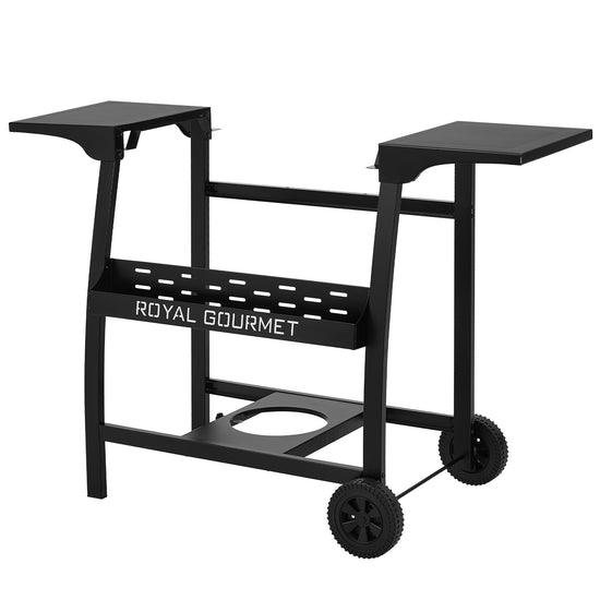 Black catering cart with 'Royal Gourmet' branding on a white background