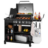 Black Royal Gourmet barbecue grill with cooking utensils and ingredients on a white background