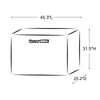 Diagram of a rectangular container with dimensions labeled, featuring the Royal Gourmet logo.