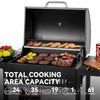 Black Royal Gourmet barbecue grill with food on a white background