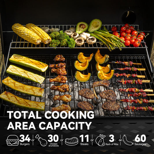 28-Inch Charcoal Grill with Offset Smoker & Cover