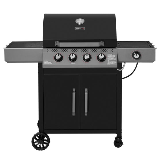 Black and gray Royal Gourmet barbecue grill on a white background