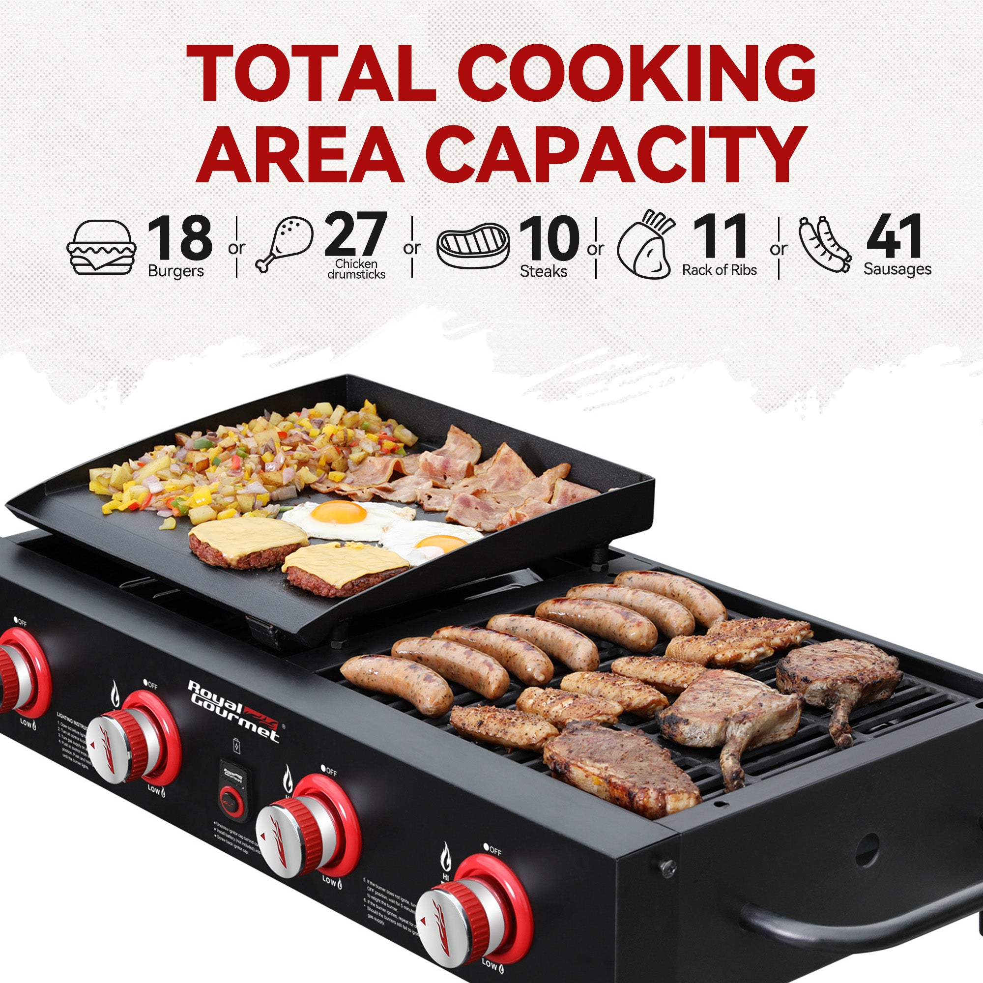Royal Gourmet GD4002T 4-Burner Portable Grill Griddle Combo