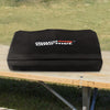 Black cover with 'Royal Gourmet' logo on a wooden table outdoors.