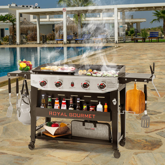4-Burner Propane Gas Grill & Griddle Combo