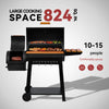 Black  Royal Gourmet  barbecue grill with cooking space and capacity information on a white background