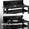 Black Royal Gourmet barbecue grill with shelves and food items on a white background