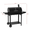 Royal Gourmet Black barbecue grill with dimensions labeled on a white background