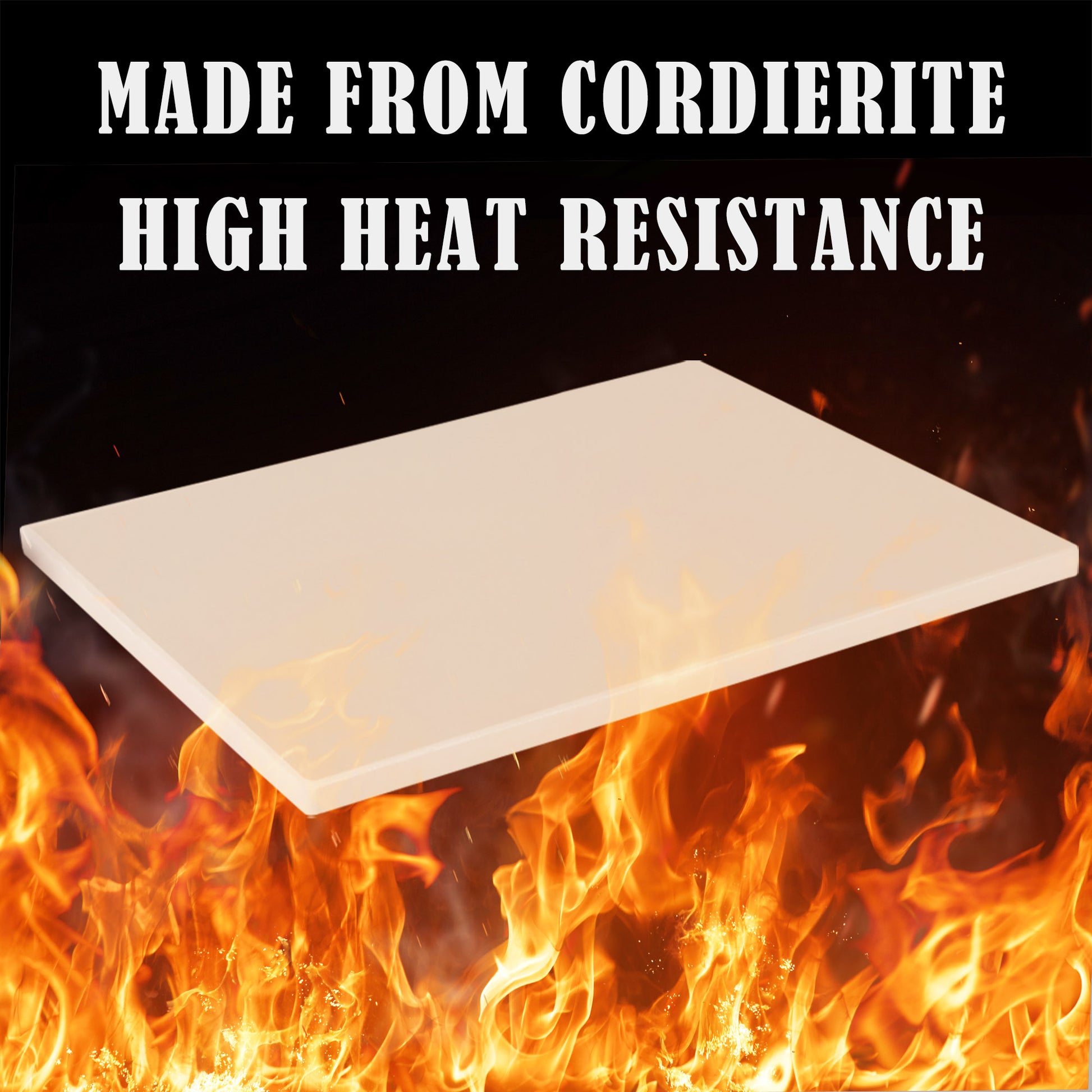 Cordierite material withstands high heat with flames in the background