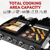 4-Burner Portable Propane Gas Grill Griddle Combo, Black