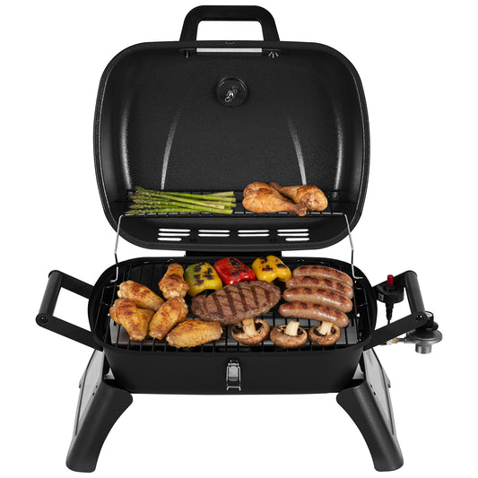 Royal Gourmet Portable grill with food items on a white background