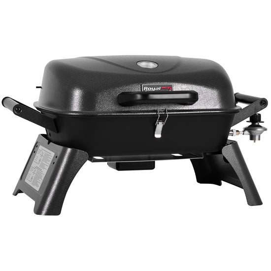 Black portable grill with 'Royal Gourmet' branding on a white background