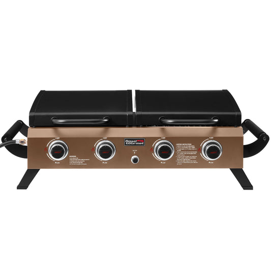 Royal Gourmet Portable Tabletop Grill & Griddle Combo, Golden