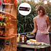 Woman grilling outdoors with a Royal Gourmet storage pouch displayed on the left.