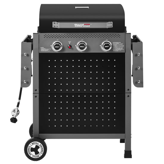 Royal Gourmet Black barbecue grill with control panel on a white background