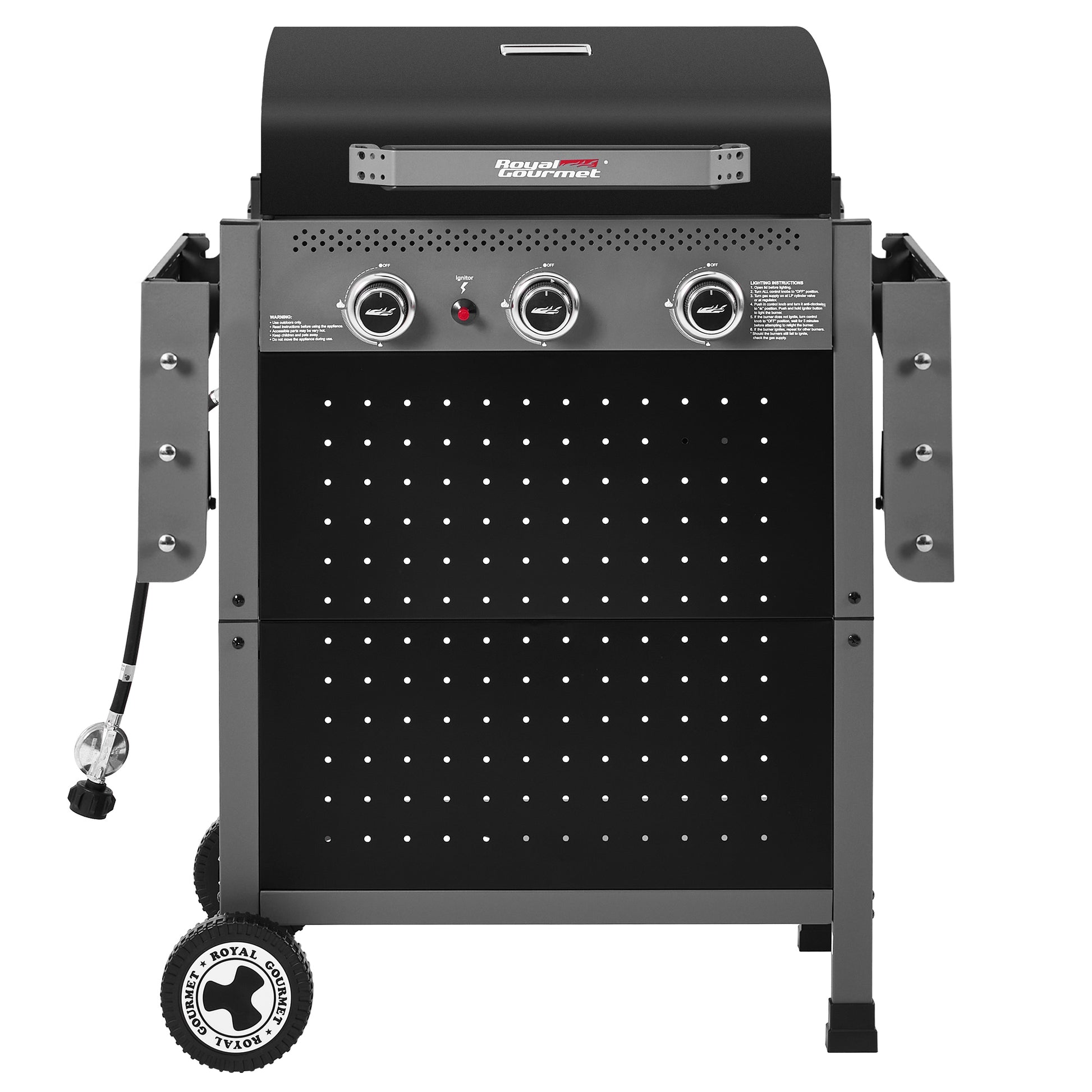 Royal Gourmet Black barbecue grill with control panel on a white background