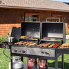 2-Burner Gas & Charcoal Grill Combo with Side Burner & Side Shelf