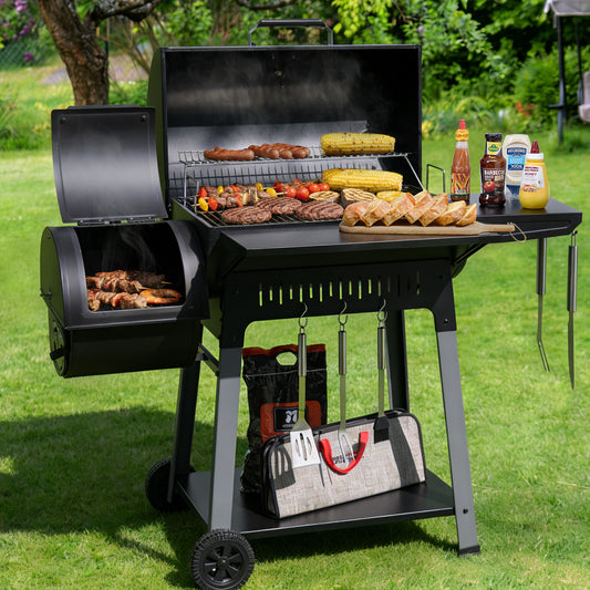 Barrel Charcoal Grill with Offset Smoker | 824 Sq. In.