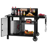 Outdoor BBQ Cart Table with Storage Shelves